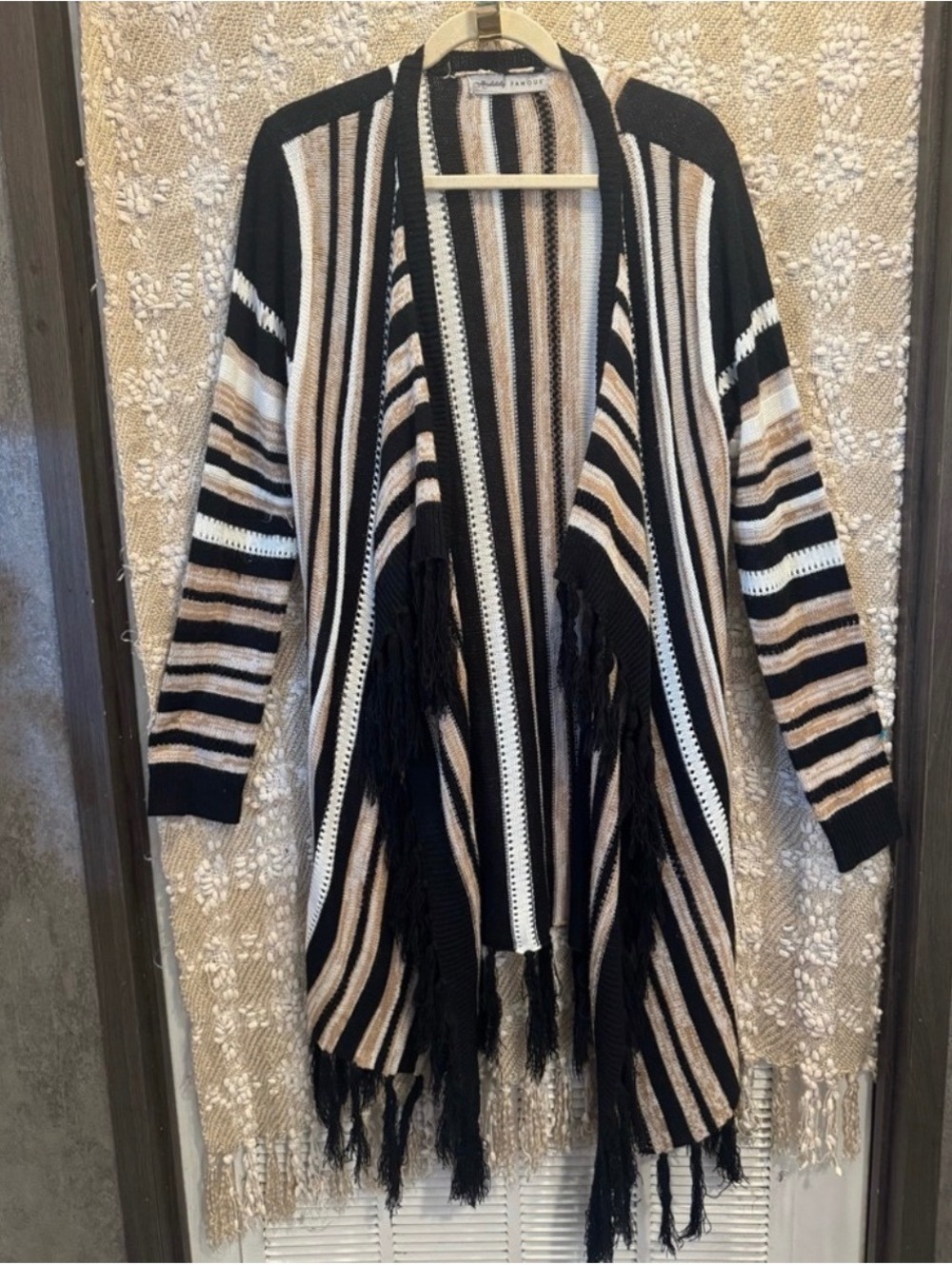 Western Bohemian  cardigan with fringe Size M